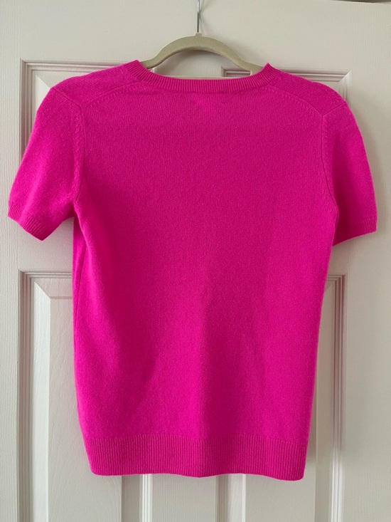 Caslon Wool and Cashmere Blend Short Sleeve Sweater in Pink Raspberry, Size XS - Picture 3 of 8